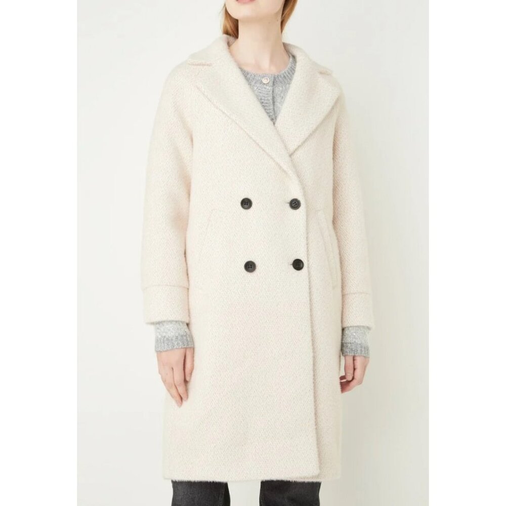 NWOT Maje Gabyna Double Breasted Ecru Metallic Twill Coat